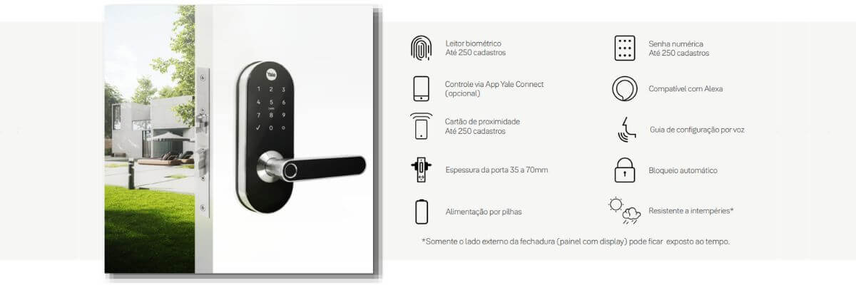 Fechadura Digital De Embutir Yale Ymc W Branca Cromada App Yamamotto